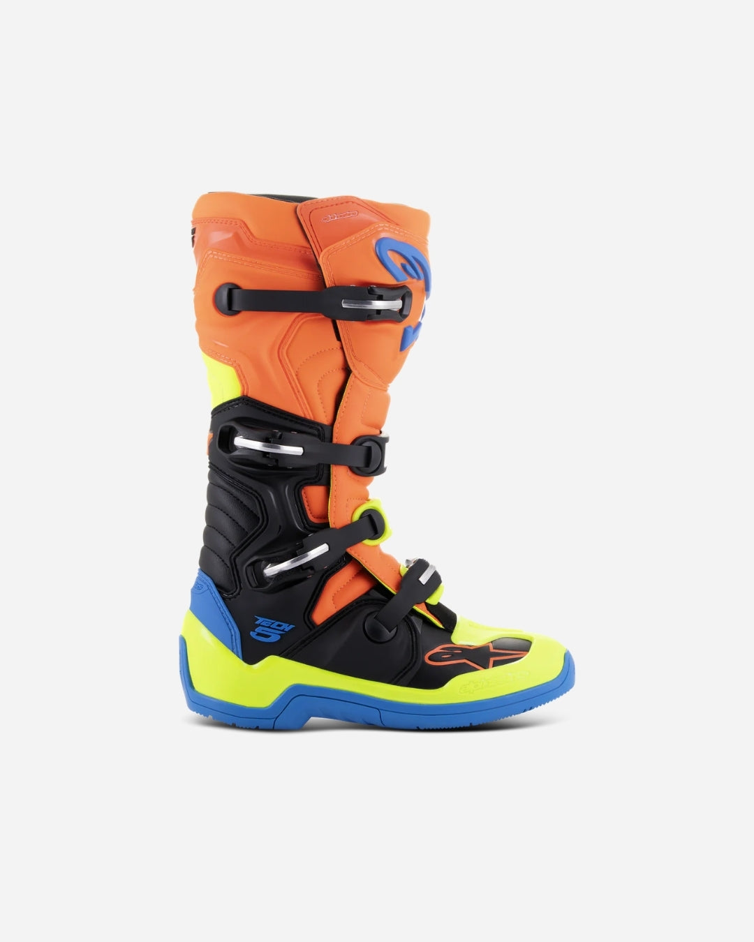 Bottes Alpinestars Tech 5 - Orange Fluo/Bleu émail/Jaune Fluo