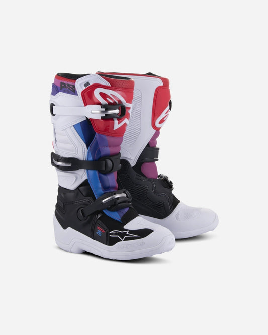 Bottes enfant Alpinestars Tech 7S - Blanc/Noir/Arc-en-ciel