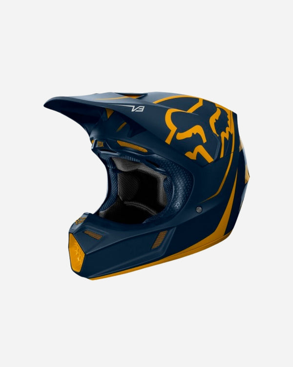 Casco Fox Racing V3 Kila - Blu navy/giallo