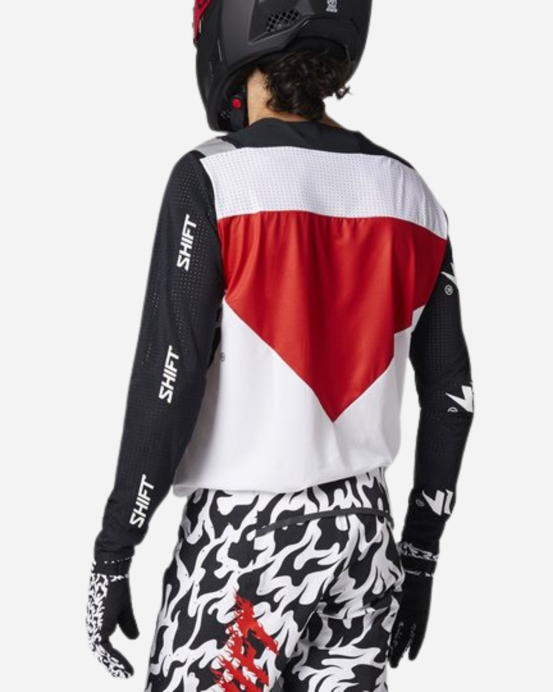 Maillot Shift Racing Blue Label Flame - Blanc/Noir