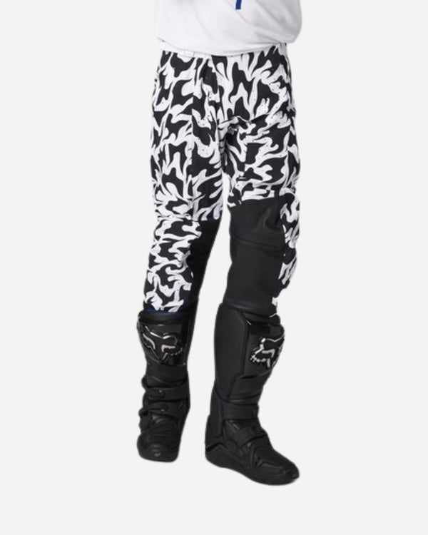 Pantaloni Shift Racing Blue Label Flame - Bianco/Nero
