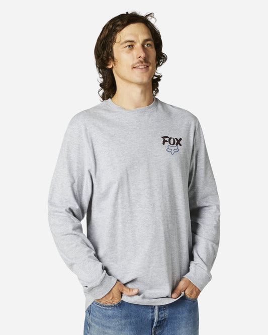 Fox Racing Traditionelles Langarmshirt – Hellgrau meliert