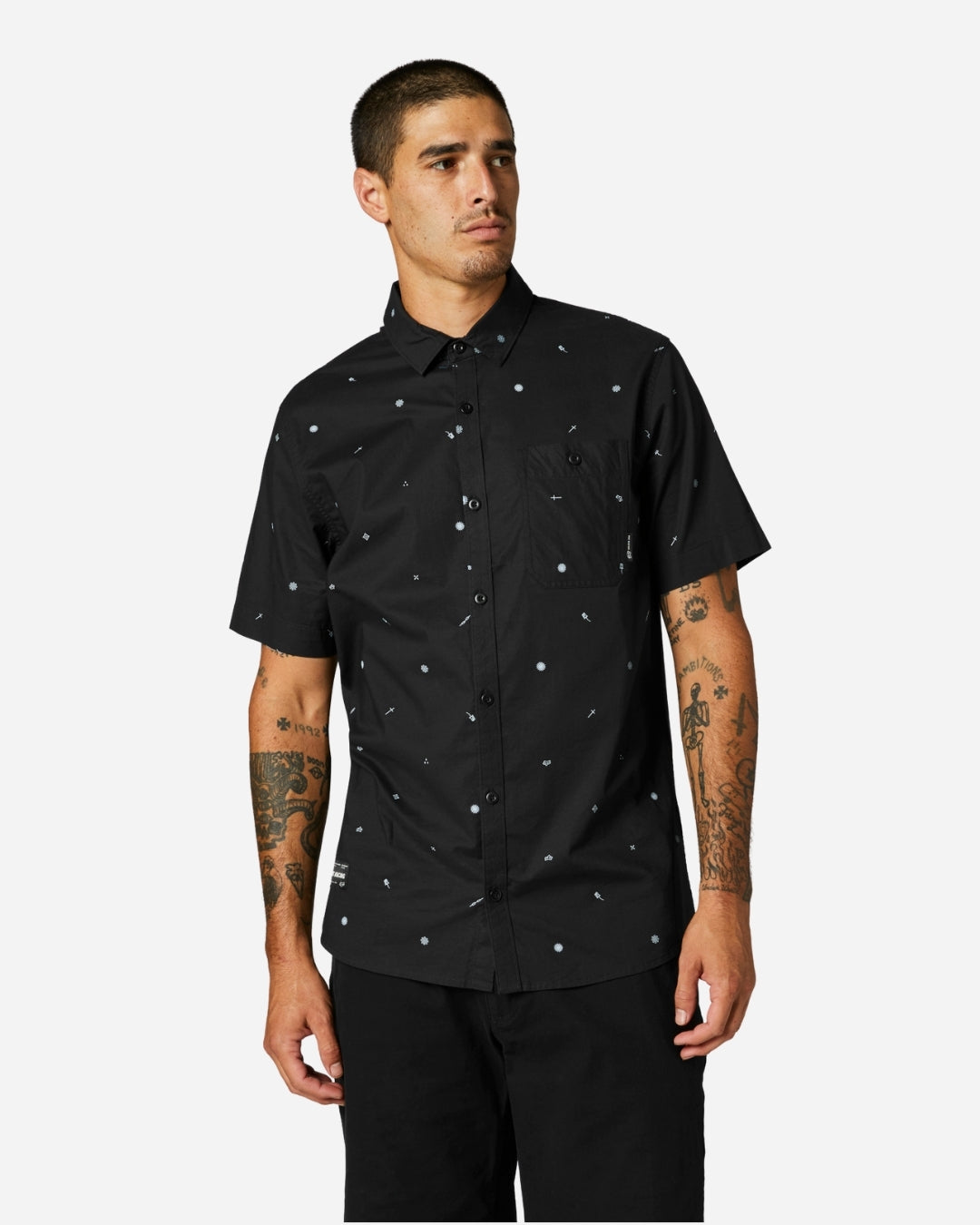 Chemise tissée Fox Racing Decrypted manches courtes - Noir/Blanc