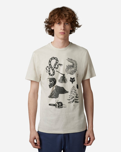 T-shirt Fox Racing Track Beast manches courtes - Blanc vintage