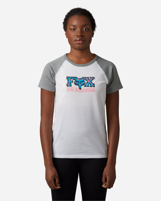 T-shirt Fox Racing Barb Wire Raglan - Blanc