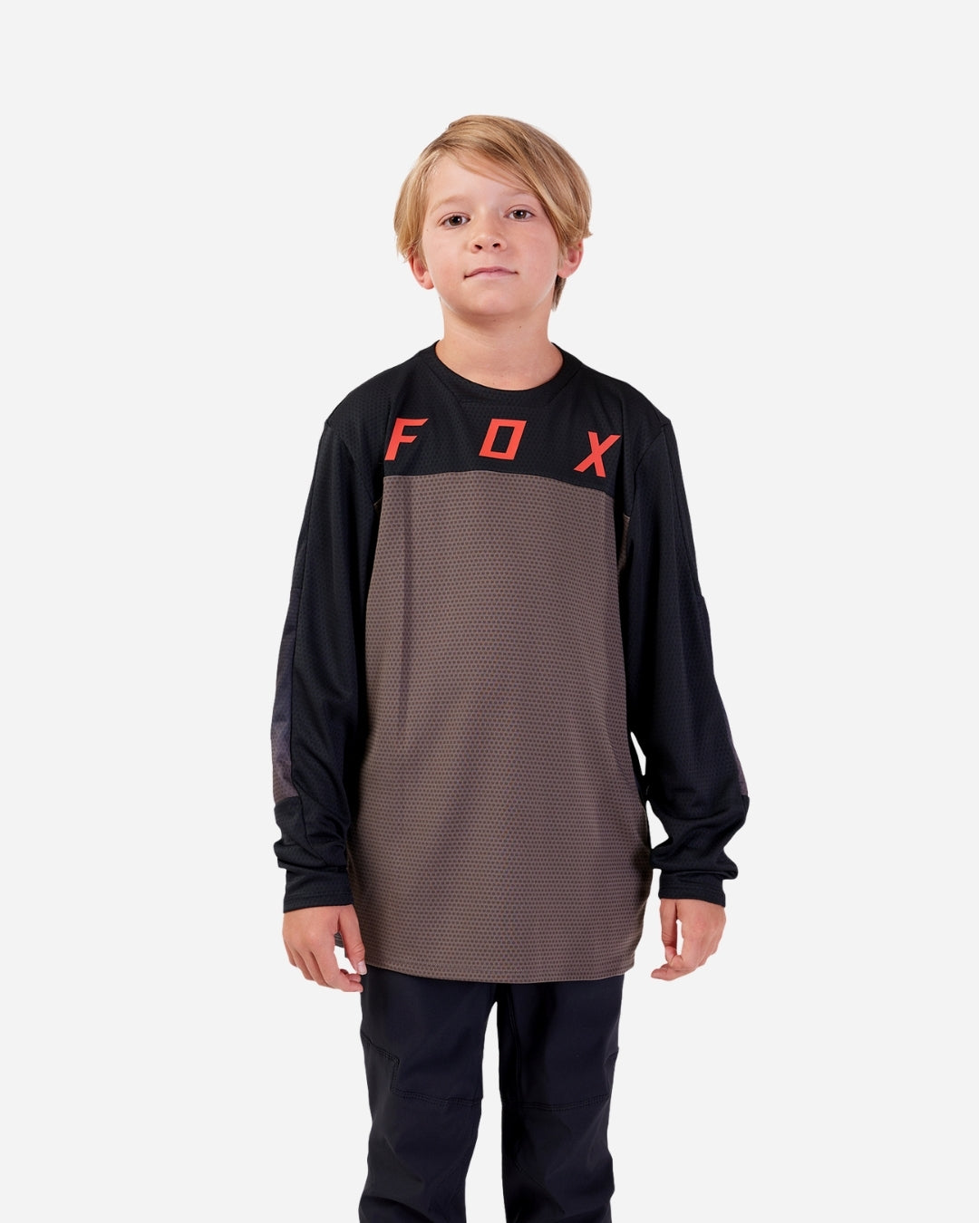 Maillot manches longues enfant Fox Racing Defend Race - Marron (Dirt)