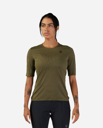 Maillot manches courtes femme Fox Racing Flexair Ascent - Vert