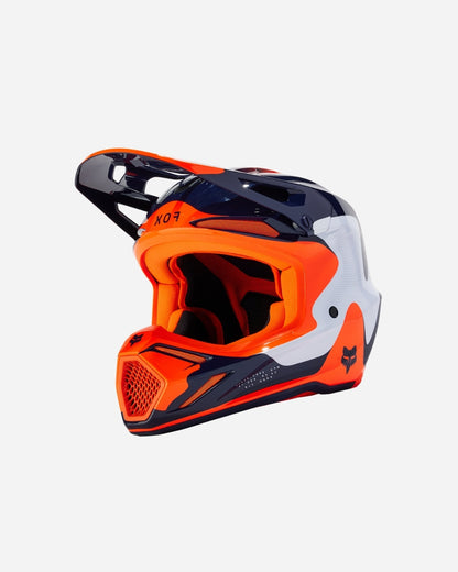 Casque Fox Racing V3 Revise - Bleu marine/Orange