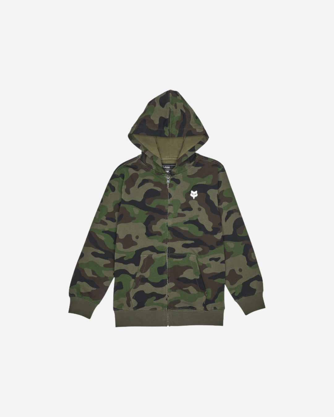 Fox Racing Essential Pack Kinder-Kapuzenjacke mit Reißverschluss – Grün-Camouflage