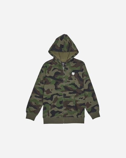 Fox Racing Essential Pack Kinder-Kapuzenjacke mit Reißverschluss – Grün-Camouflage