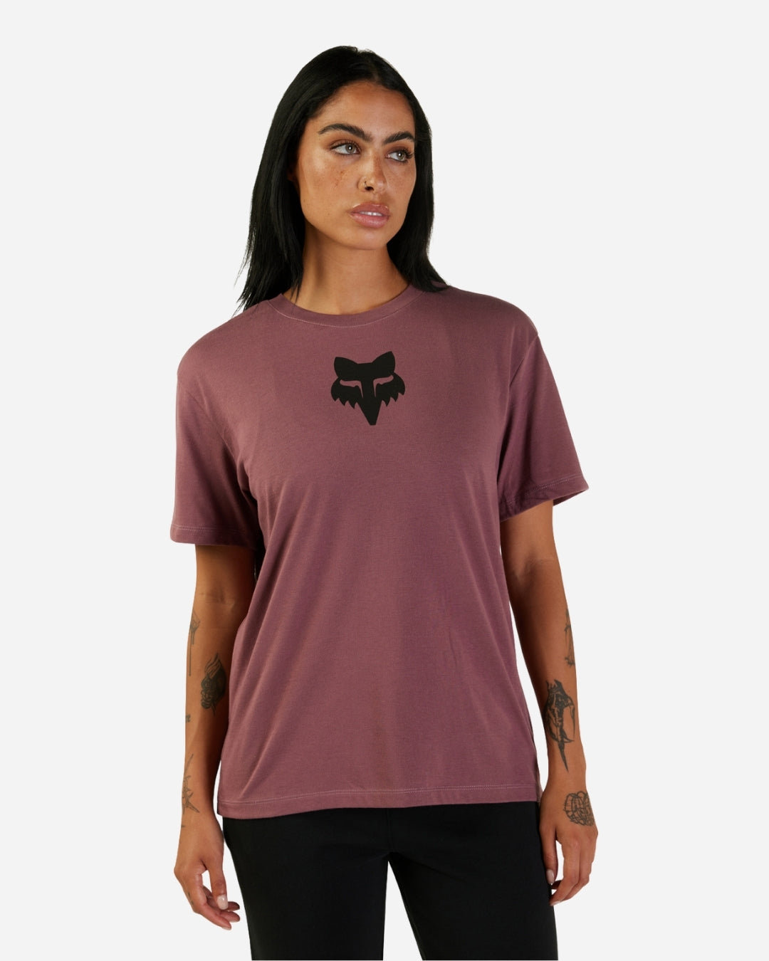 Fox Racing Damen-T-Shirt mit Fuchskopf und kurzen Ärmeln – Kardinalrot