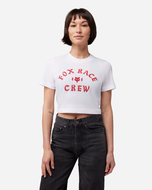 T-shirt Femme Fox Racing Race Crew Baby manches courtes - Blanc