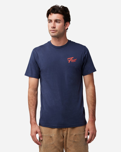 Fox Racing Kurzarm-T-Shirt mit Aufdruck – Mitternachtsblau