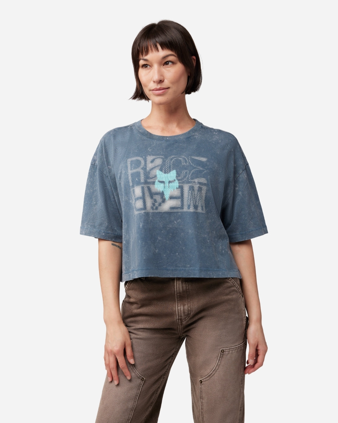 Fox Racing Throttle Damen Oversized Crop Tee - Dunkel