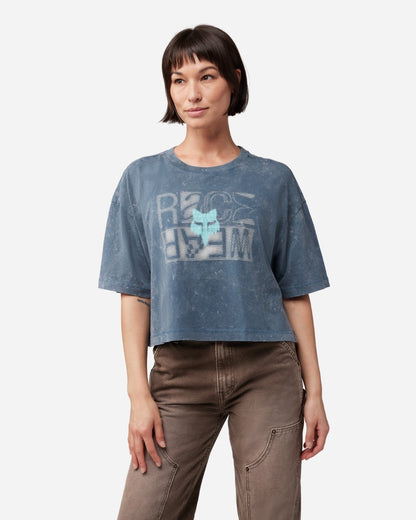Fox Racing Throttle Damen Oversized Crop Tee - Dunkel