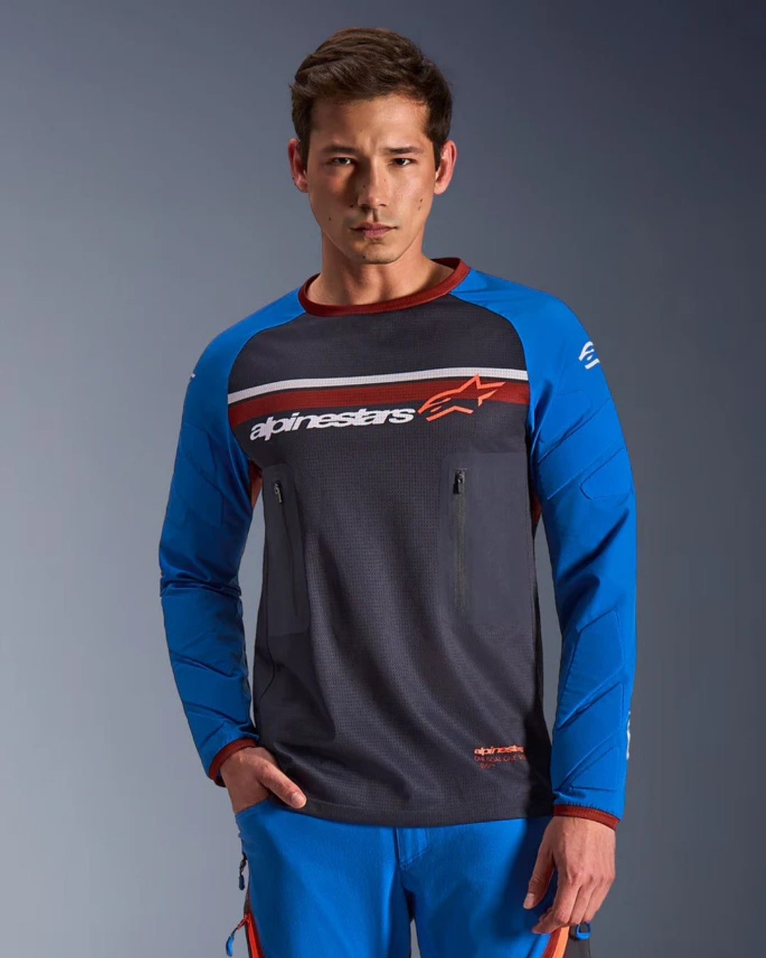Maillot Alpinestars Maxdura Dual - Gris foncé/Bleu royal