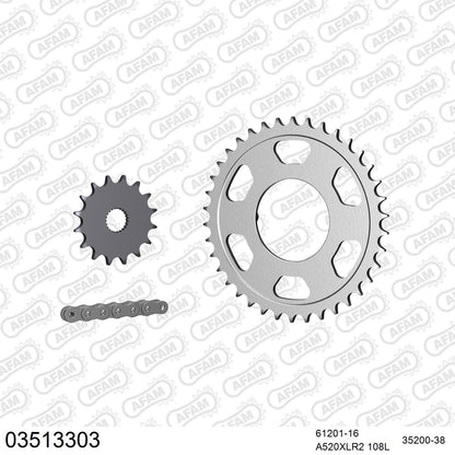 Kit chaîne AFAM Aprilia AF1 F40 125 (1992-1993)
