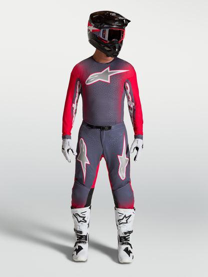 Pantalon Alpinestars Supertech Hiten AFD - Gris stone/Rouge fluo/Lilas clair