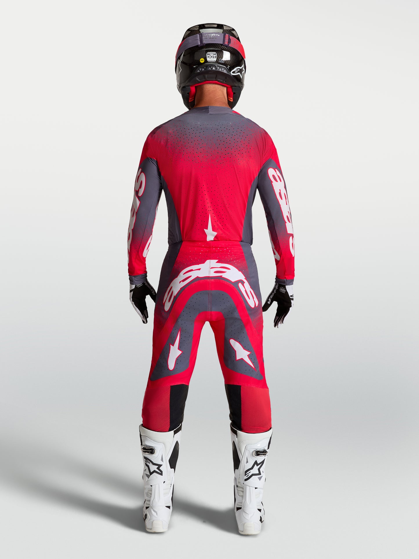Pantalon Alpinestars Supertech Hiten AFD - Gris stone/Rouge fluo/Lilas clair