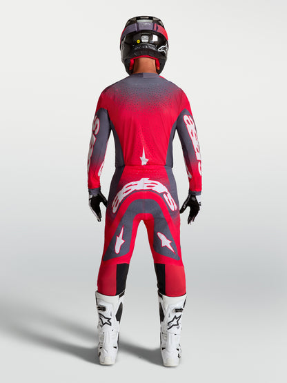 Pantalon Alpinestars Supertech Hiten AFD - Gris stone/Rouge fluo/Lilas clair