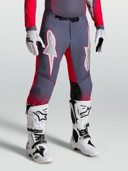 Pantalon Alpinestars Supertech Hiten AFD - Gris stone/Rouge fluo/Lilas clair