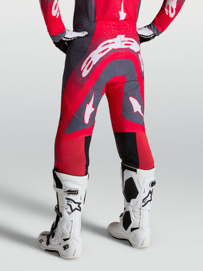 Pantalon Alpinestars Supertech Hiten AFD - Gris stone/Rouge fluo/Lilas clair