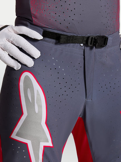 Pantalon Alpinestars Supertech Hiten AFD - Gris stone/Rouge fluo/Lilas clair