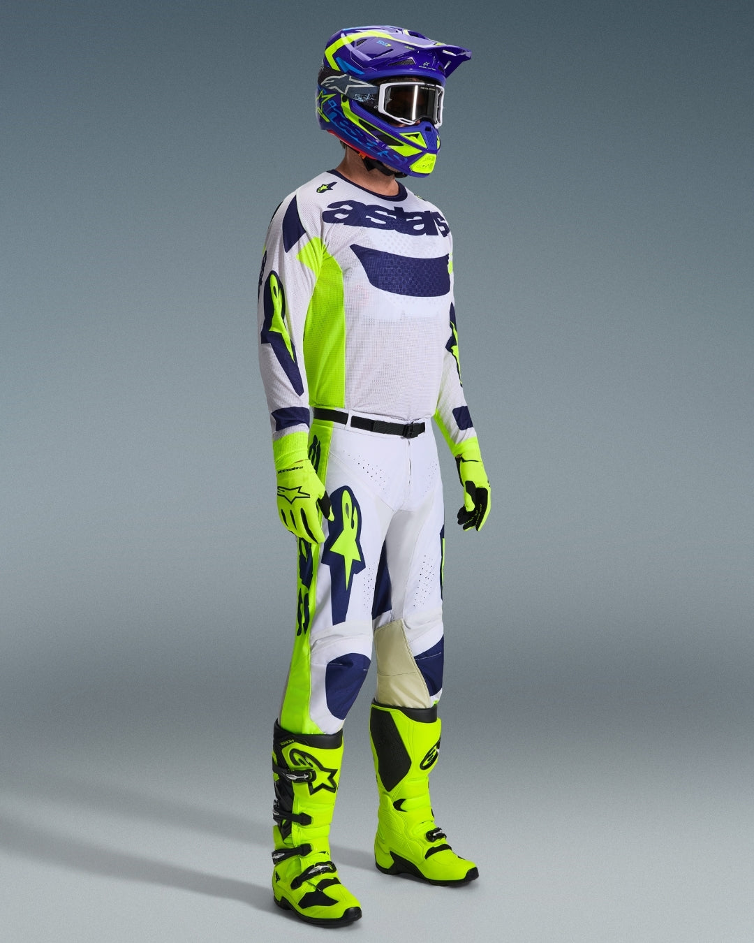 Pantalon Alpinestars Racer Air Riway - Gris clair/Jaune Fluo/Bleu