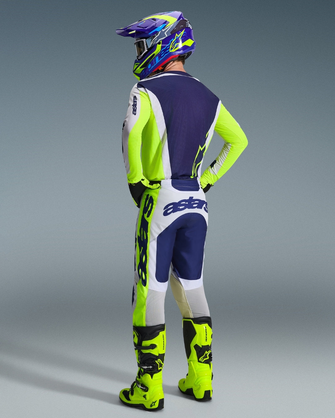 Pantalon Alpinestars Racer Air Riway - Gris clair/Jaune Fluo/Bleu