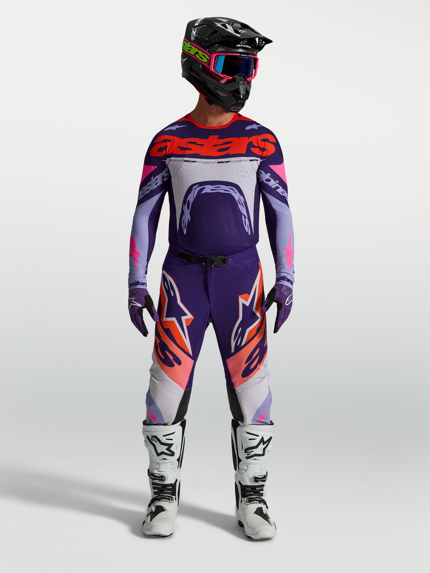 Pantalon Alpinestars Supertech Dyna - Violet clair/Violet foncé/Rose fluo