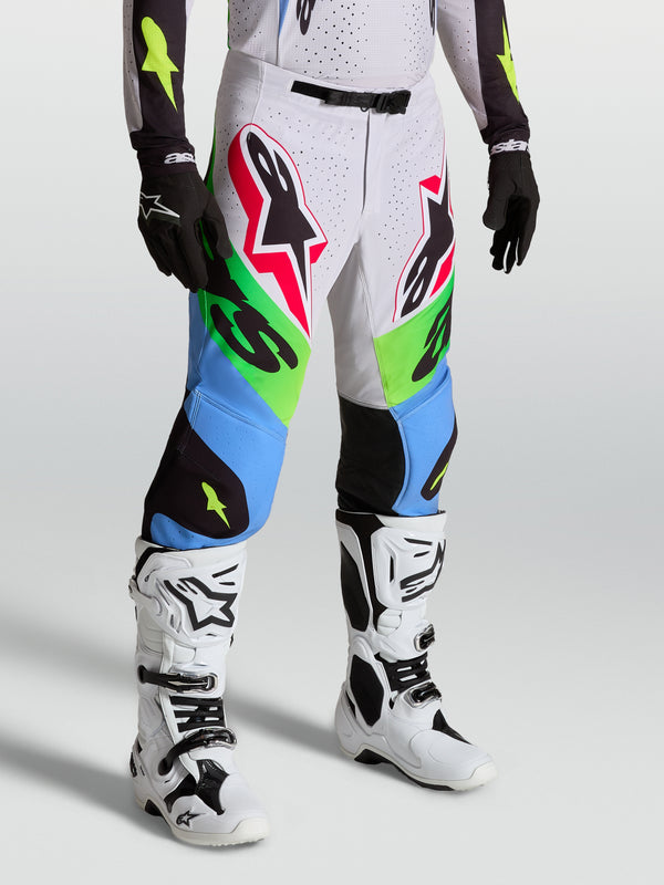 Pantaloni Alpinestars Supertech Dyna - Lilla chiaro/Verde fluo/Nero