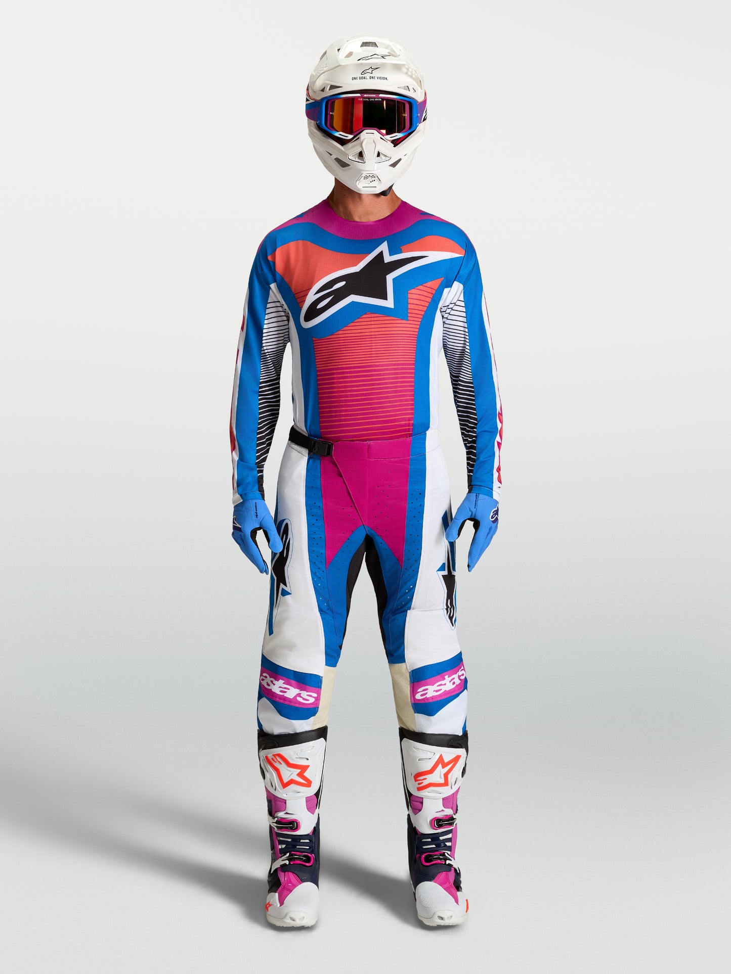Pantalon Alpinestars Techstar Maven - Blanc/Corail/Bleu Blithe