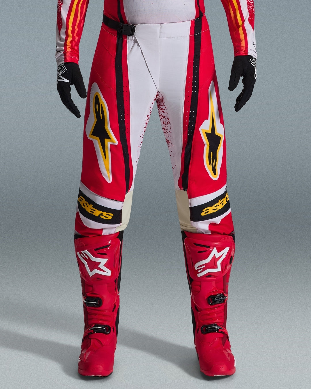 Pantalon Alpinestars Techstar Nomur - Gris clair/Rouge/Noir