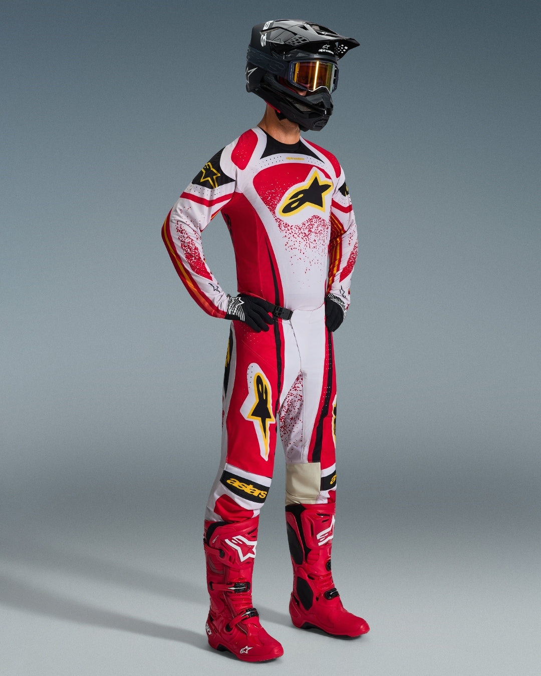 Pantalon Alpinestars Techstar Nomur - Gris clair/Rouge/Noir