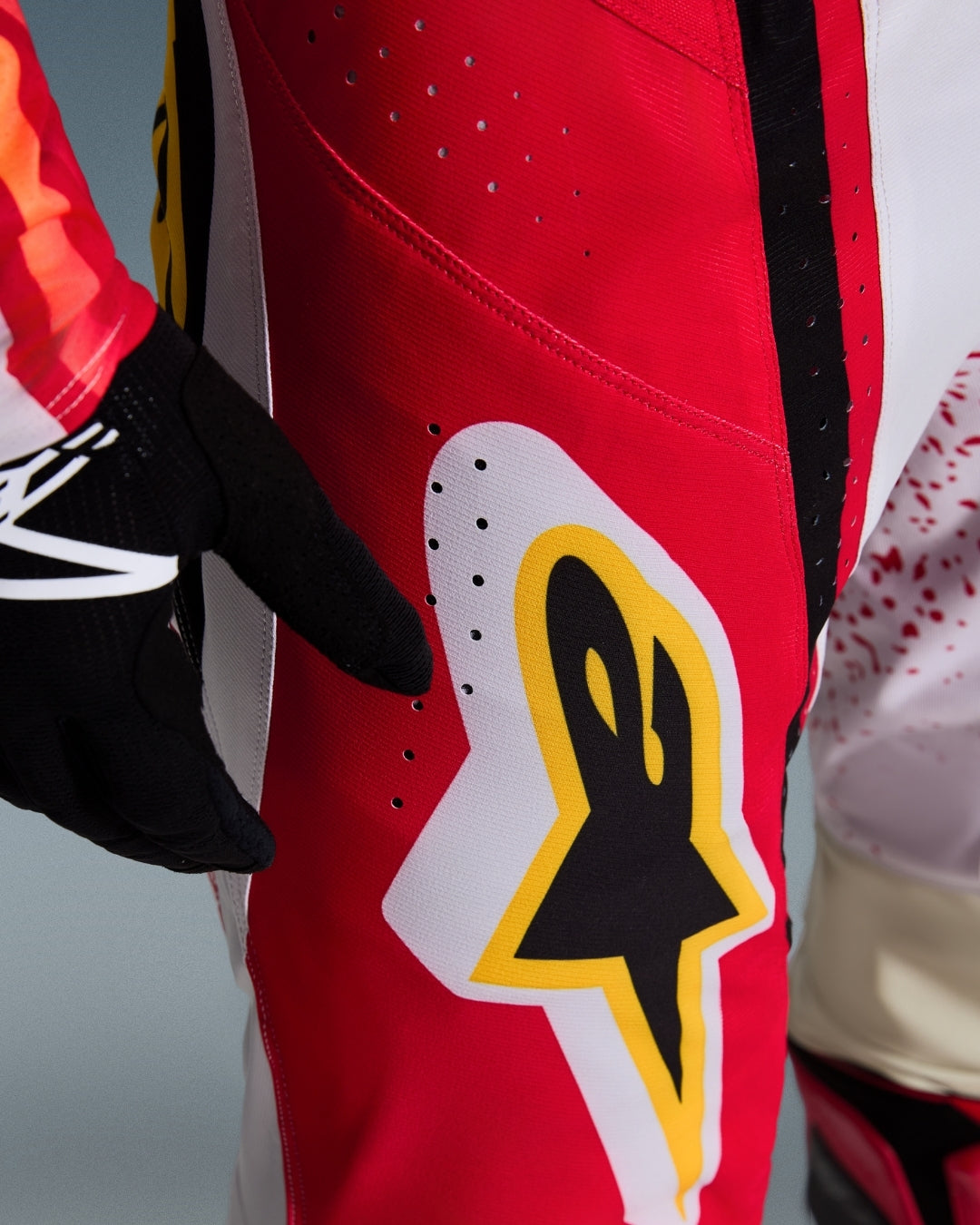 Pantalon Alpinestars Techstar Nomur - Gris clair/Rouge/Noir