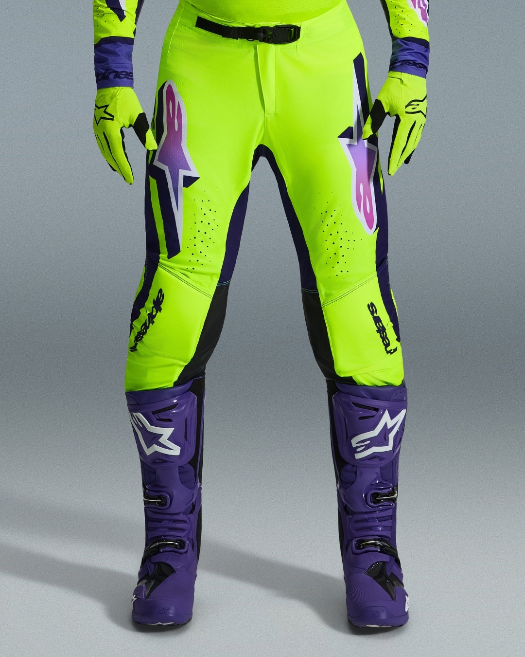 Pantalon Alpinestars Supertech Vista - Jaune soufre/Magenta/Vert foncé