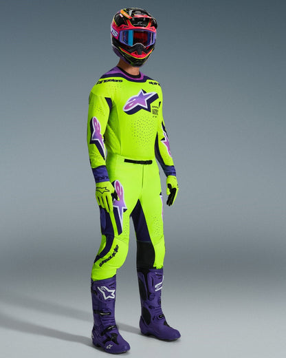 Pantalon Alpinestars Supertech Vista - Jaune soufre/Magenta/Vert foncé