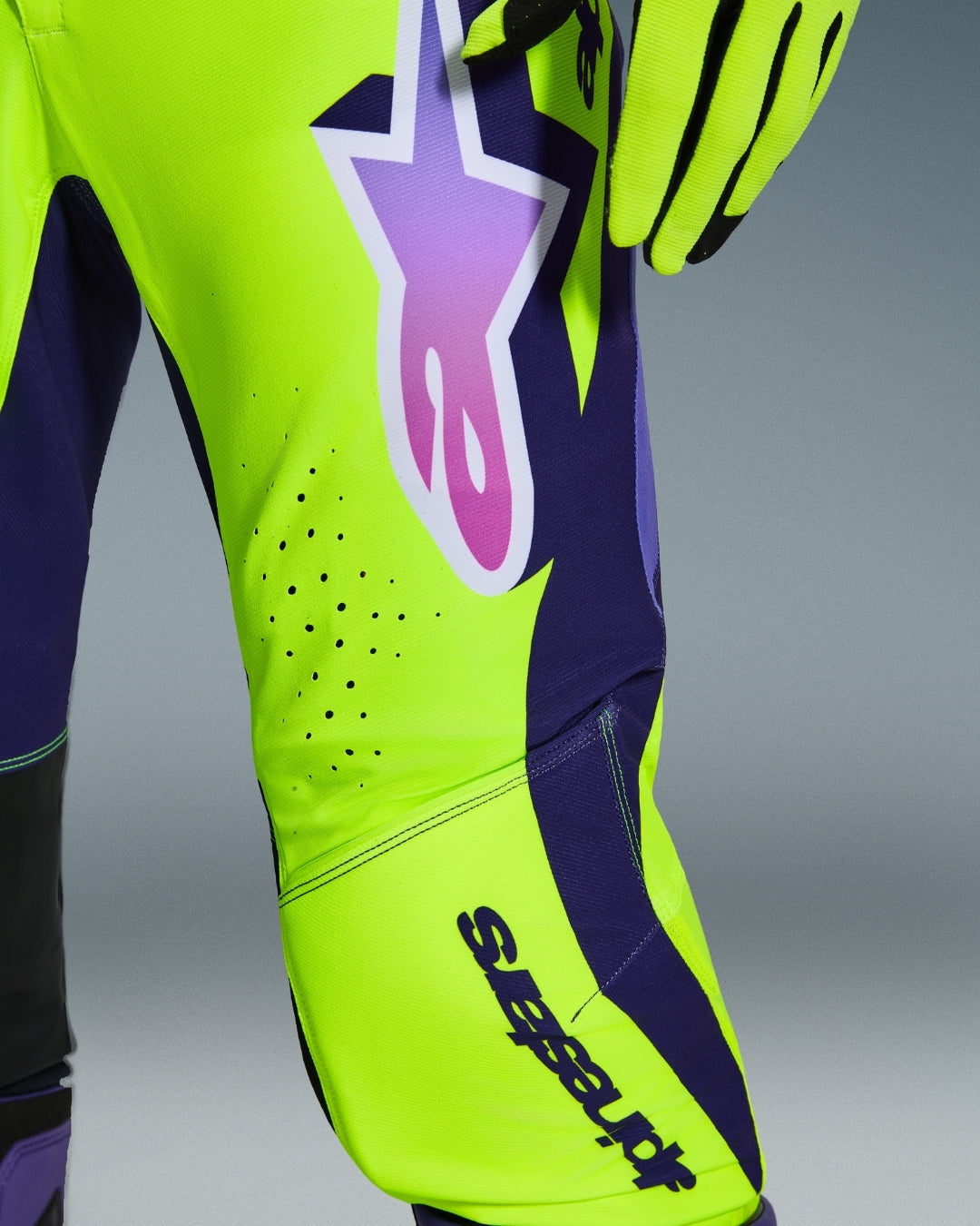 Pantalon Alpinestars Supertech Vista - Jaune soufre/Magenta/Vert foncé