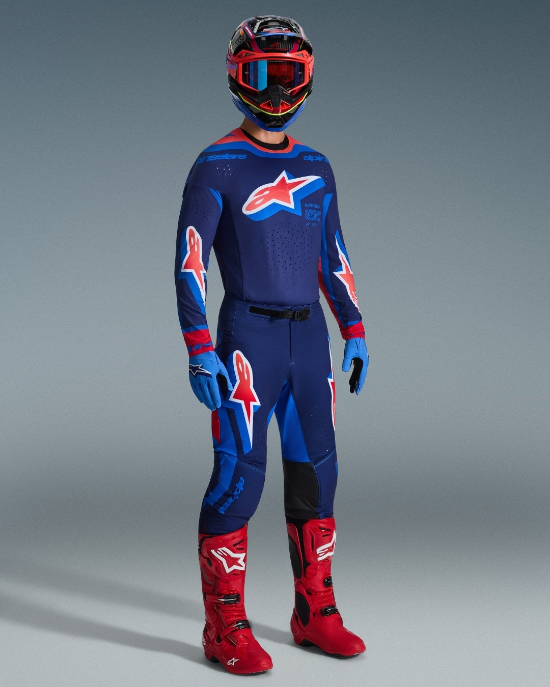 Pantalon Alpinestars Supertech Vista - Marine foncé/Corail vif/Cobalt