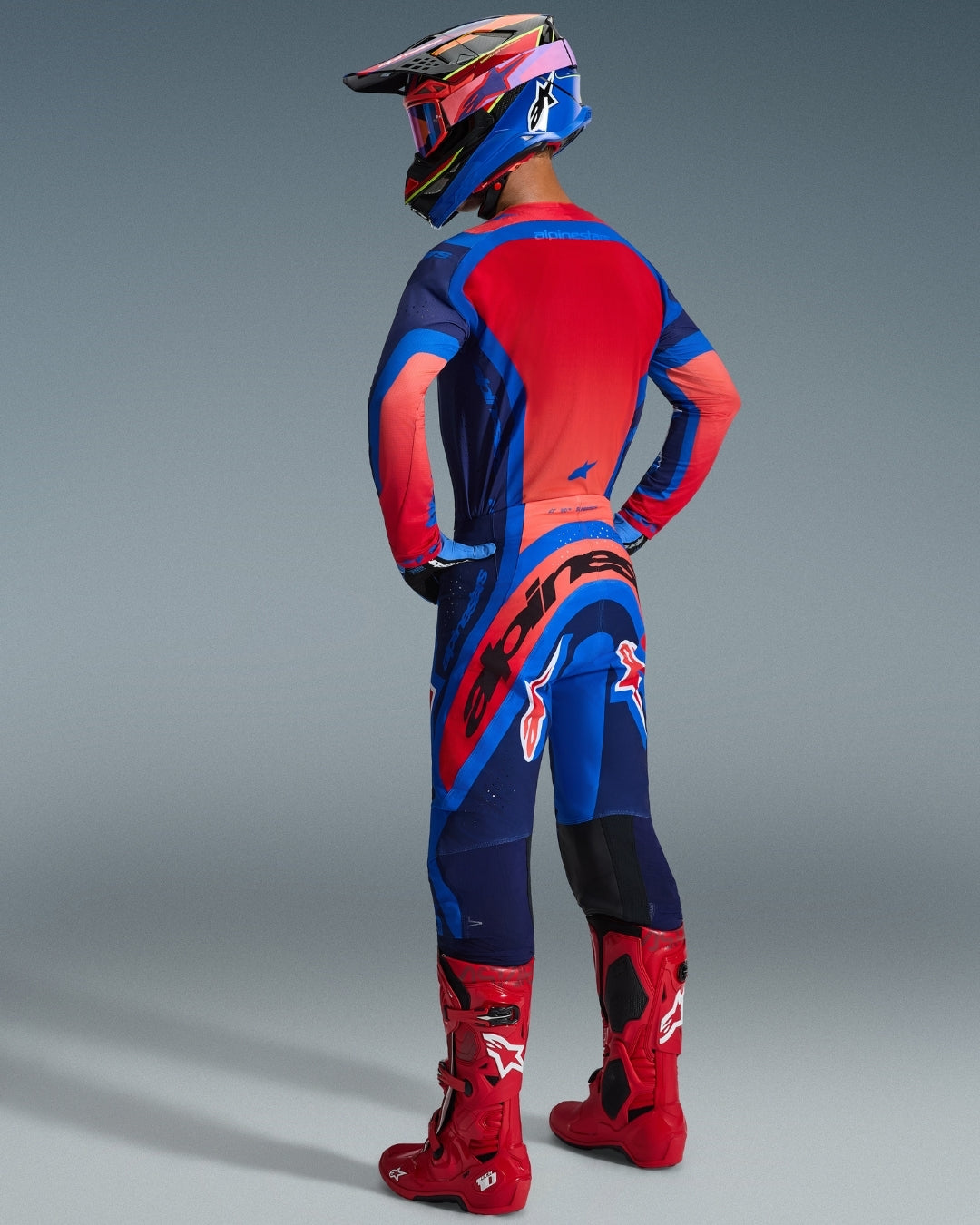 Pantalon Alpinestars Supertech Vista - Marine foncé/Corail vif/Cobalt