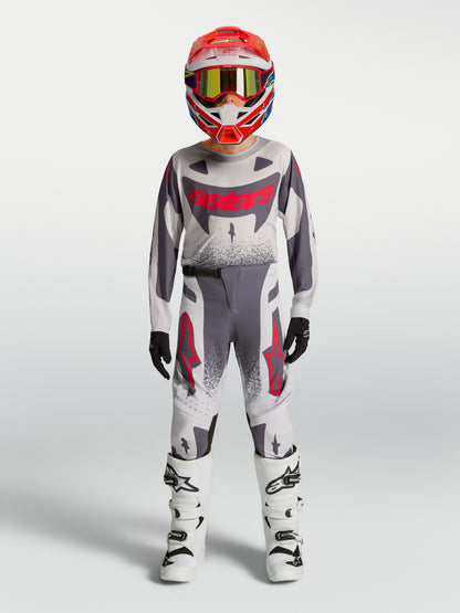 Pantalon enfant Alpinestars Supertech Swan - Lilas Clair/Gris Foncé/Rouge Fluo