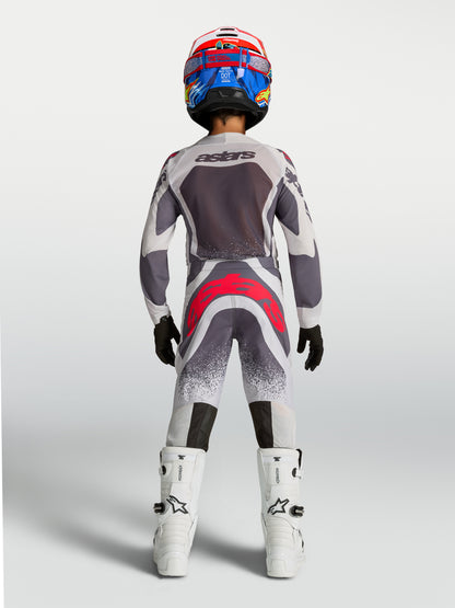 Pantalon enfant Alpinestars Supertech Swan - Lilas Clair/Gris Foncé/Rouge Fluo