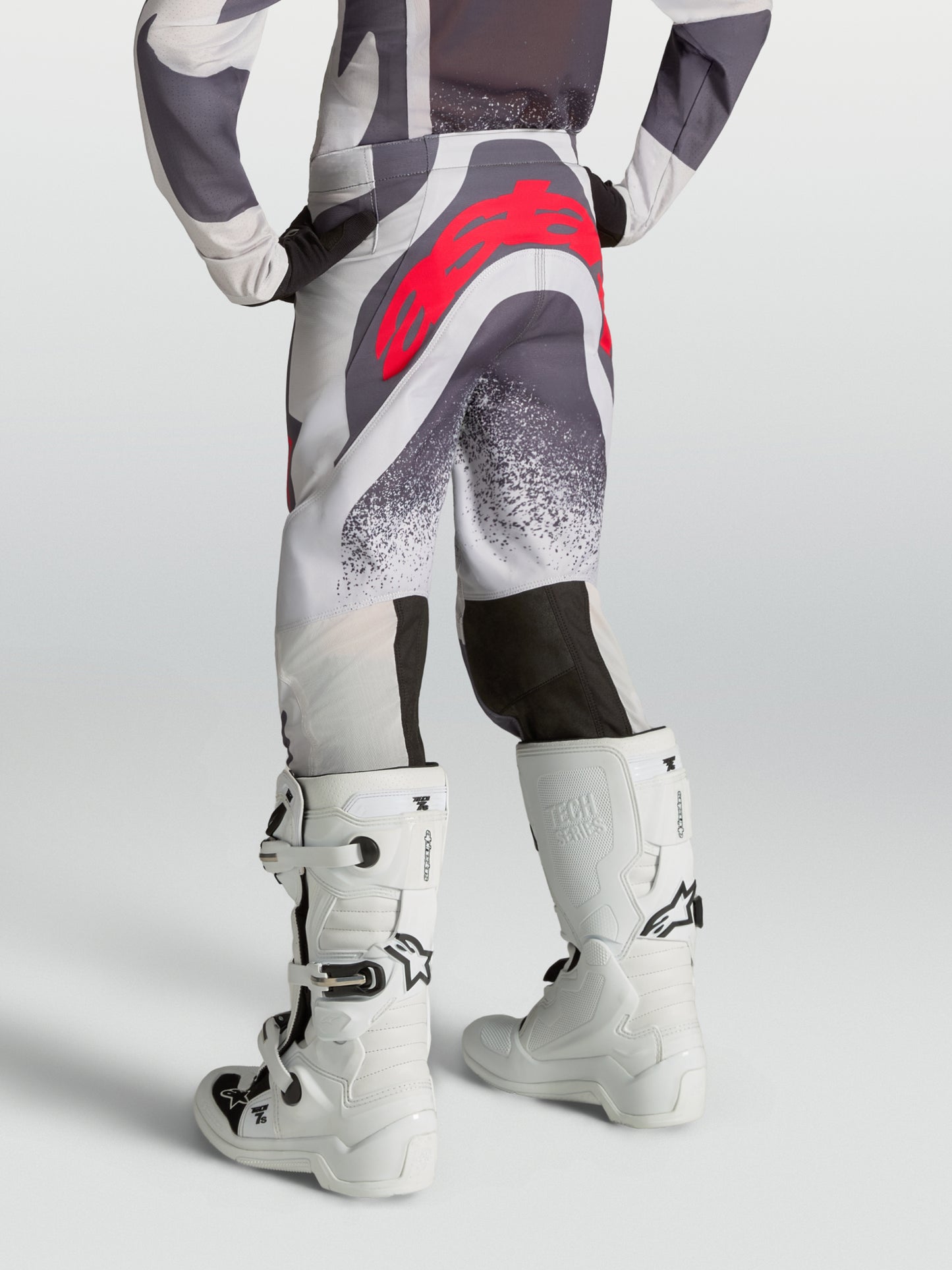 Pantalon enfant Alpinestars Supertech Swan - Lilas Clair/Gris Foncé/Rouge Fluo