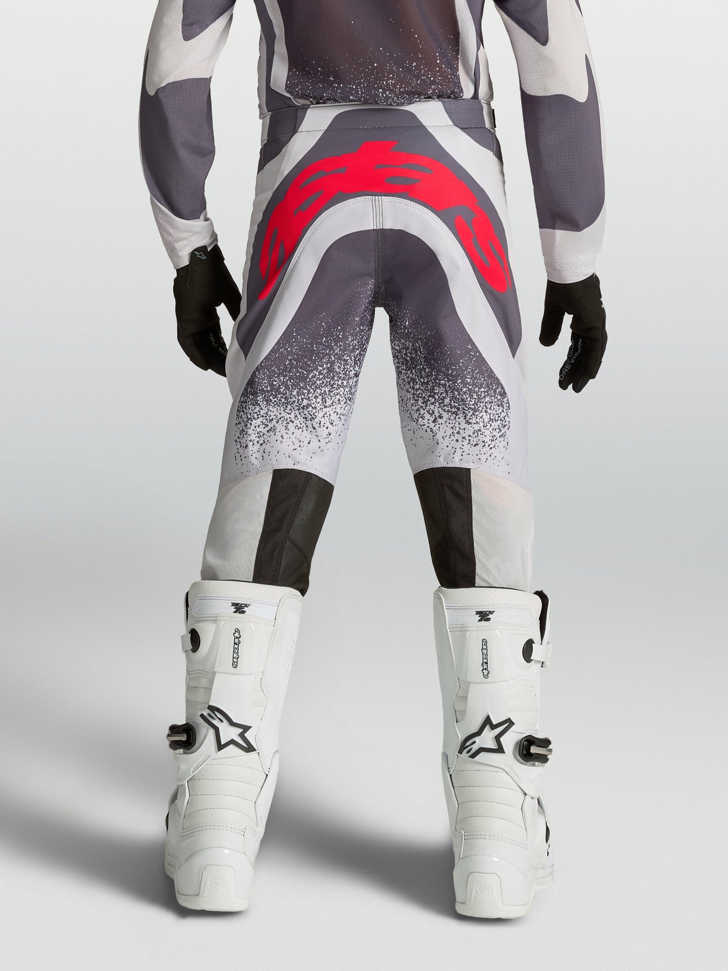 Pantalon enfant Alpinestars Supertech Swan - Lilas Clair/Gris Foncé/Rouge Fluo