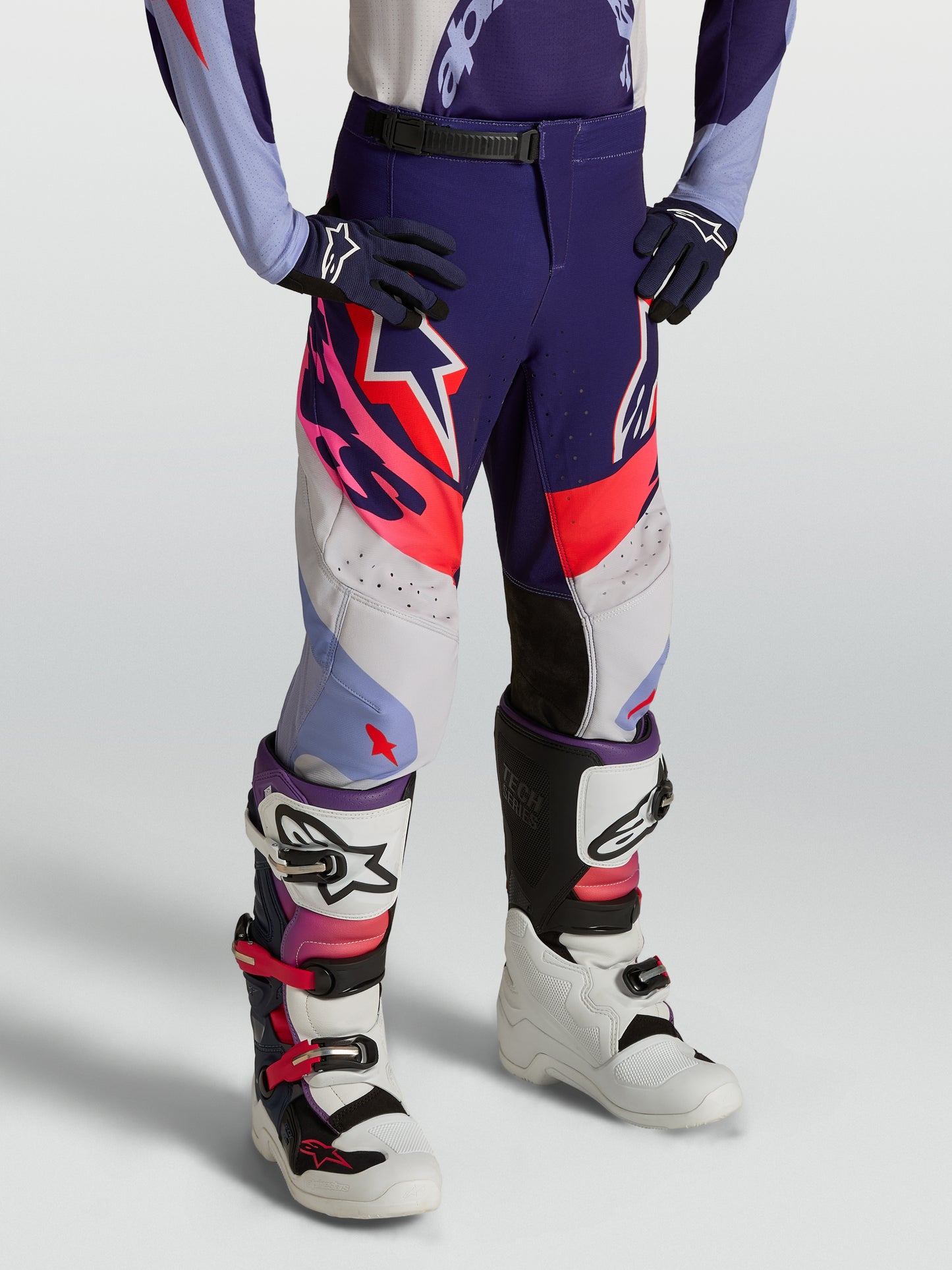 Pantaloni per bambini Alpinestars Supertech Dyna - Viola chiaro/Viola scuro/Rosa fluo