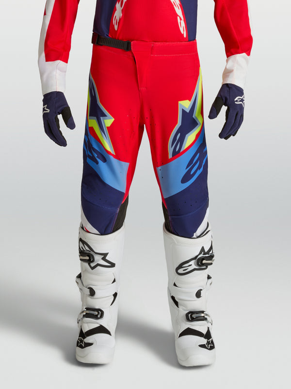 Alpinestars Supertech Dyna Kinderhose - Fire Red/Weiß/Navy Blau
