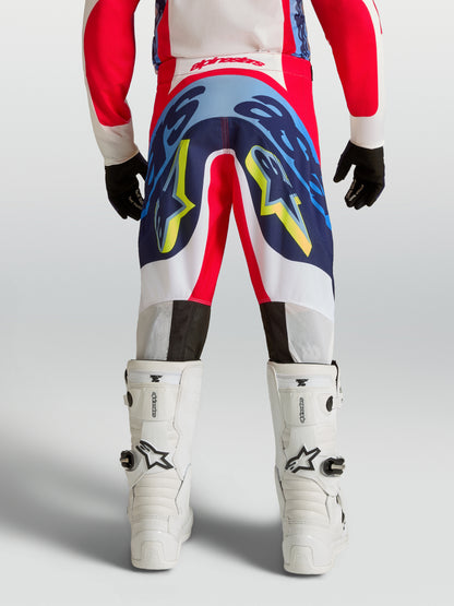 Pantaloni per bambini Alpinestars Supertech Dyna - Rosso fuoco/Bianco/Blu navy