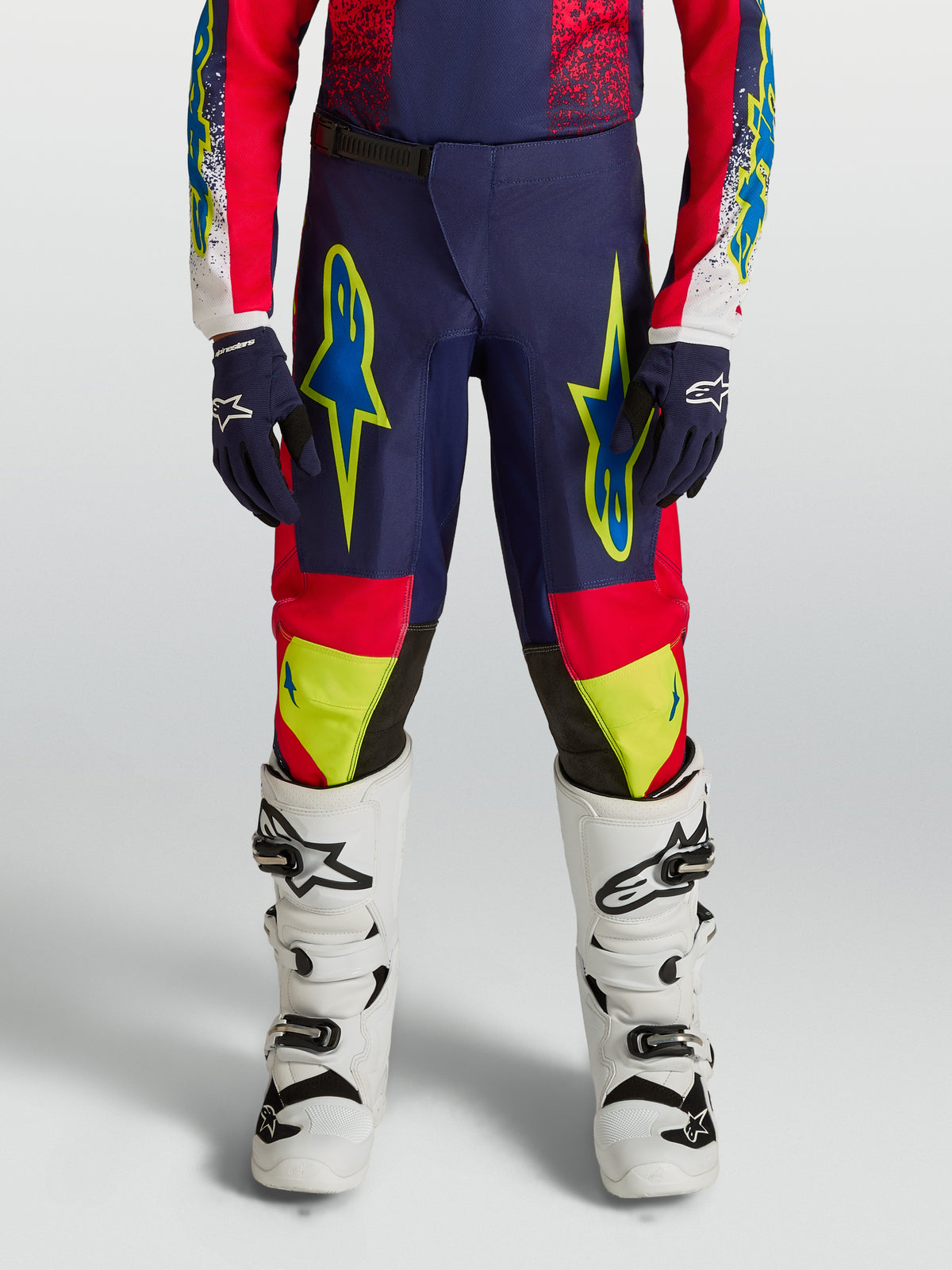 Pantaloni Bambino Alpinestars Fluid Drag - Blu/Blu Navy/Rosso Fuoco/Bianco