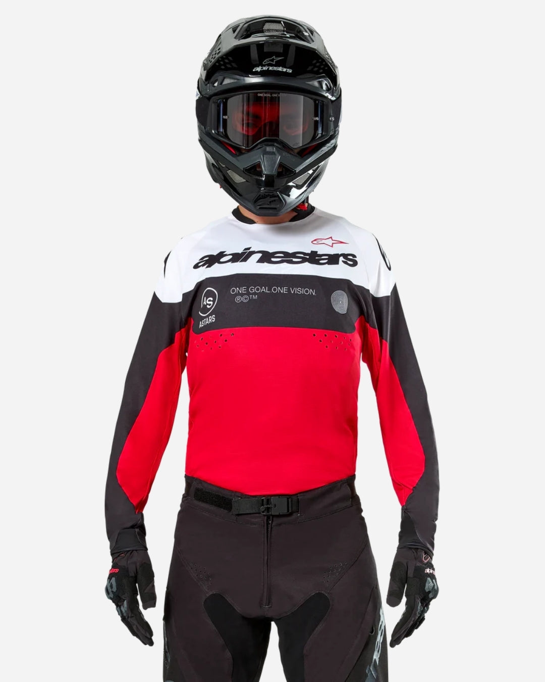 Maglia Alpinestars Pro-Dura - Nero/Rosso Vivo/Bianco