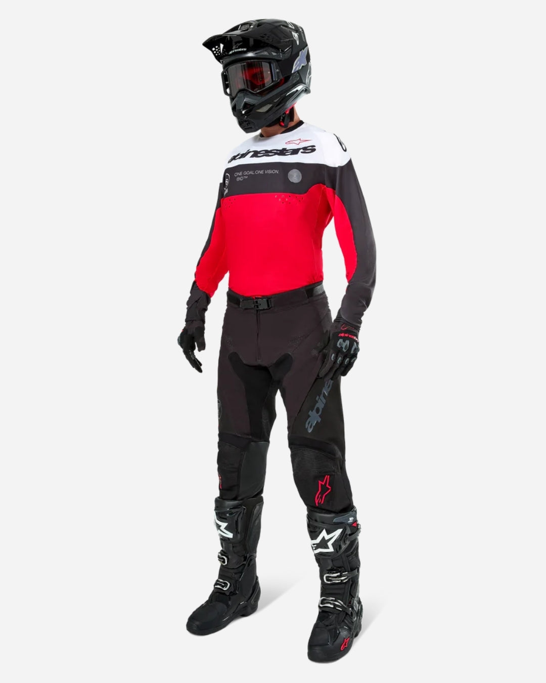 Maglia Alpinestars Pro-Dura - Nero/Rosso Vivo/Bianco